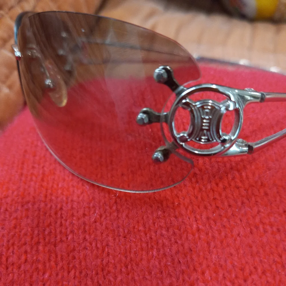 Celine Rimless Sunglasses with Light Blue Gradient Lenses and Silver Temples